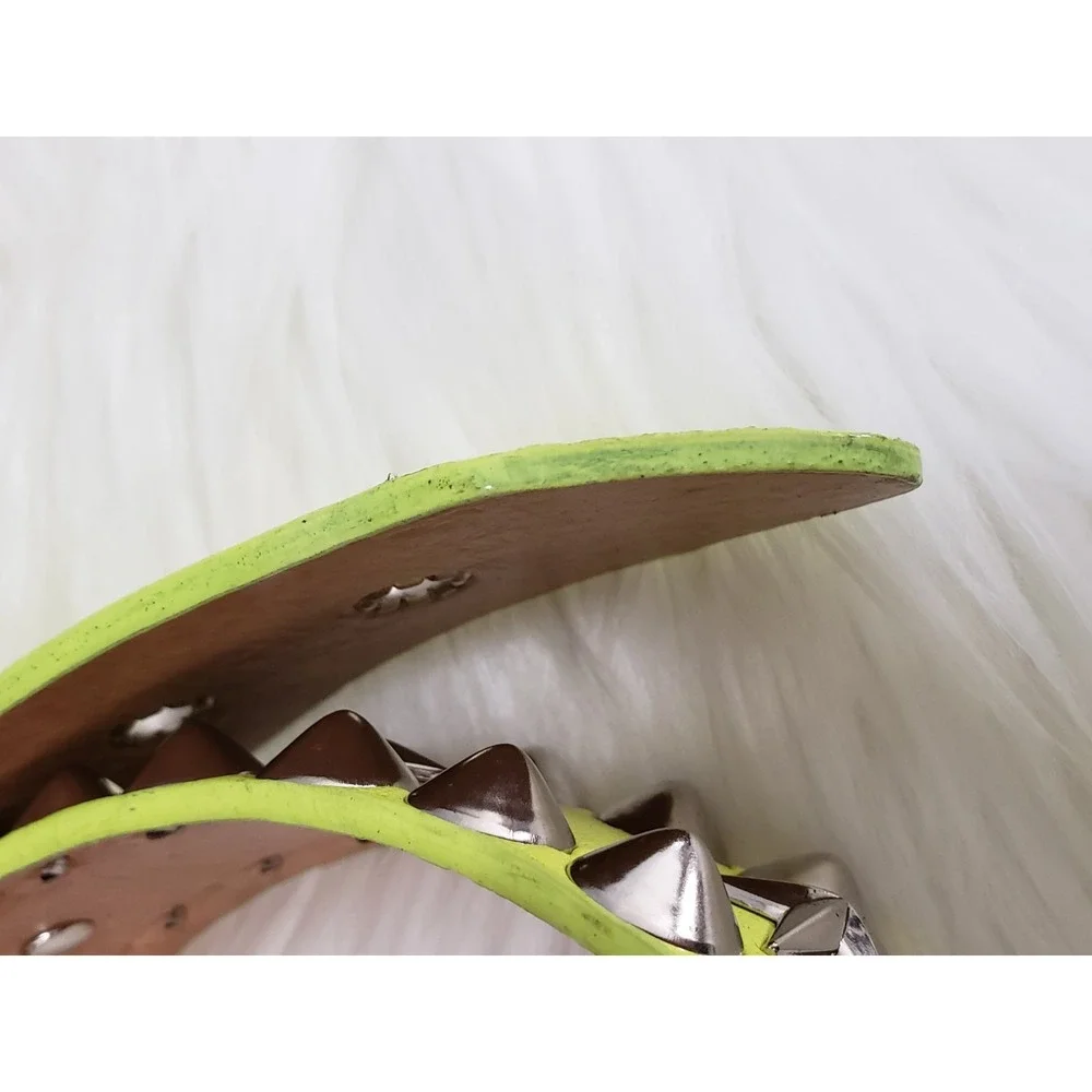 LIME GREEN METAL STUDDED CANVAS BELT PUNK PLUS MOD RAVE ROCK STAR STAR EMO